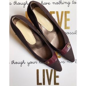 ETIENNR AIGNER Suede Leather Design Heels (24.5)